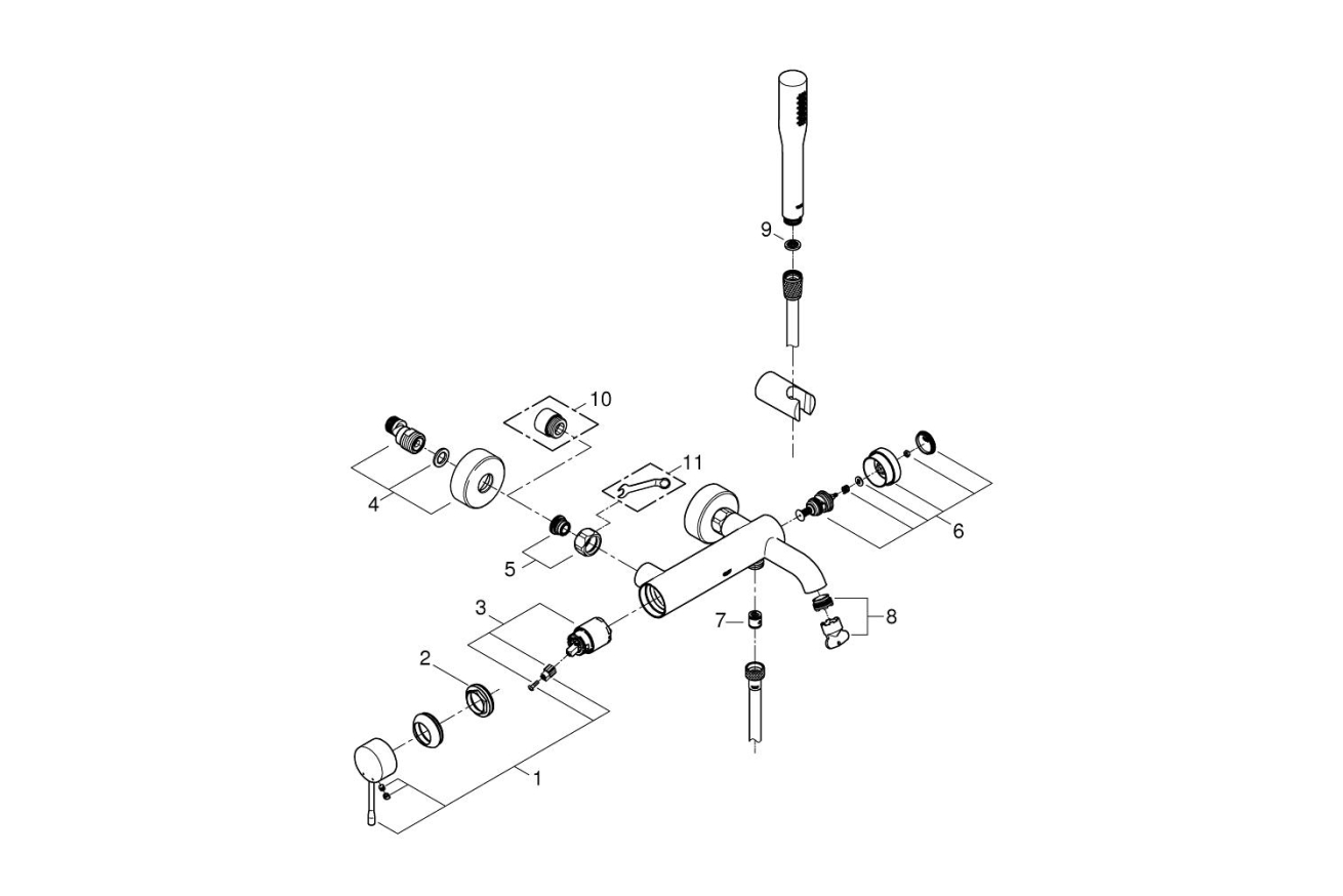 Смеситель для ванны GROHE Essence, хром (33628001)