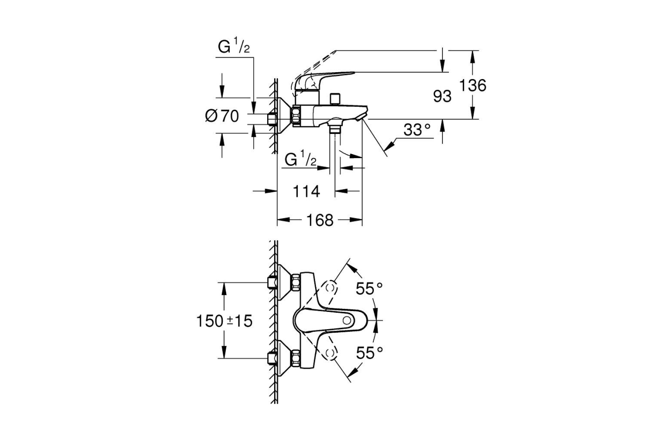 Смеситель для ванны однорычажный GROHE Swift, хром (24335001)