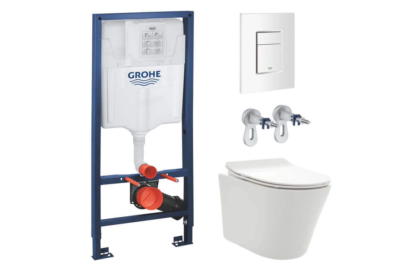 Комплект инсталляции GROHE 38772SH0 с унитазом AQUAme AQM2001 и сиденьем с микролифтом (NW0176/S)