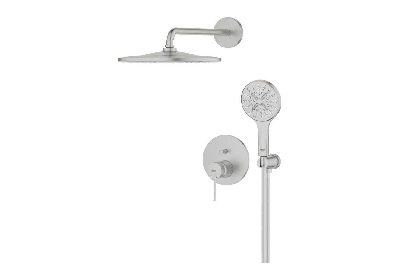 Душевая система GROHE Essence со смесителем для ванны, суперсталь (25287DC0)