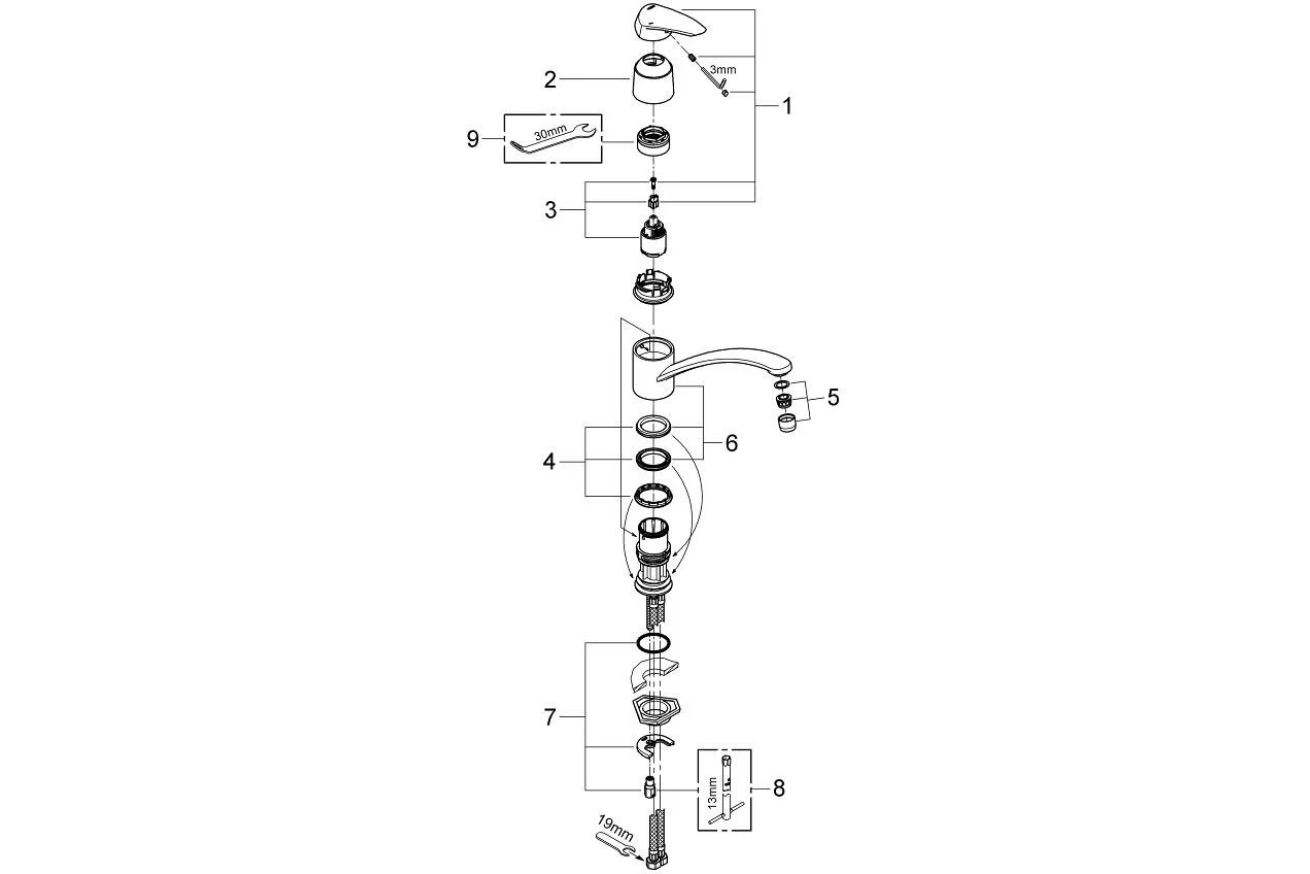 Смеситель для кухни GROHE Eurodisc, хром (33770001)