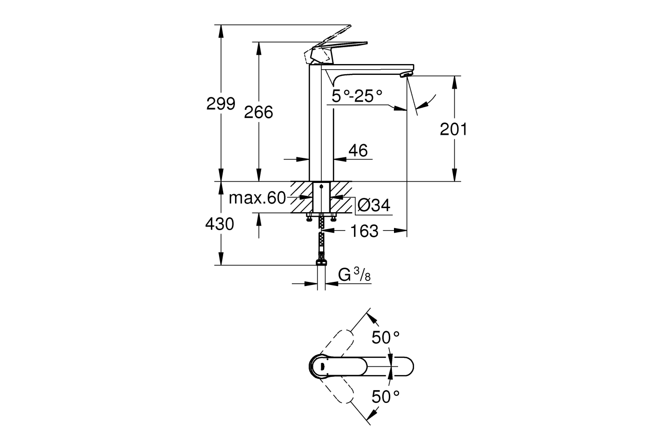 Смеситель для раковины GROHE Eurosmart Cosmopolitan, XL-size, хром (23921000)