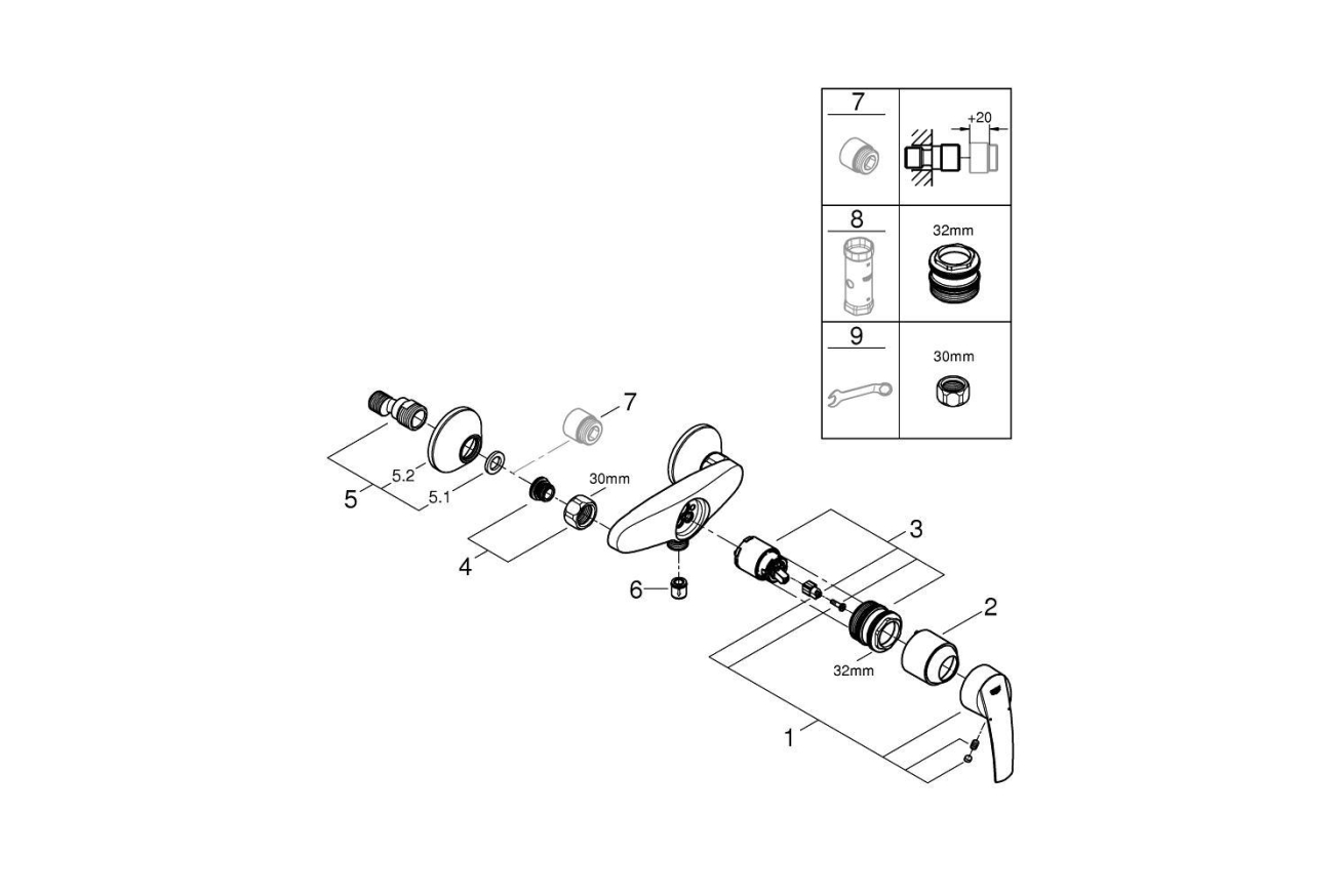 Смеситель для душа GROHE Start QuickFix, хром (32279001)