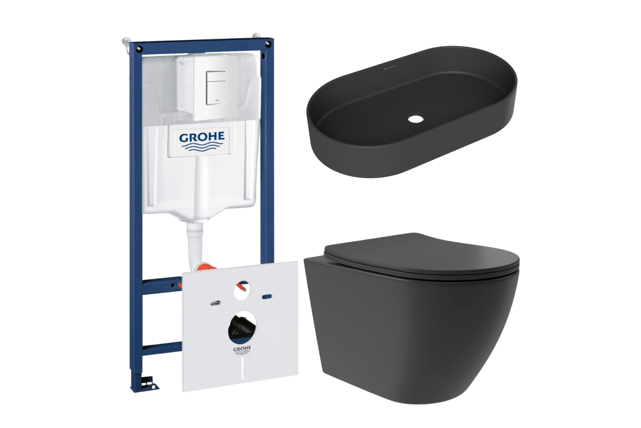 Комплект инсталляции GROHE Rapid SL 38772SH0 с унитазом Aqueduto OVO Plus OVOT0240 и раковиной Aqueduto ESPIRAL ESP0240 (NW0460)