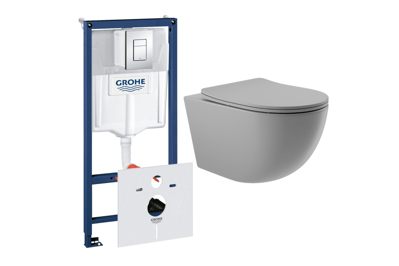 Комплект инсталляции GROHE Rapid SL 38775001 с унитазом Aqueduto OVO OVO0130 и раковиной Aqueduto ESPIRAL D400 ESP0130 (NW0398)