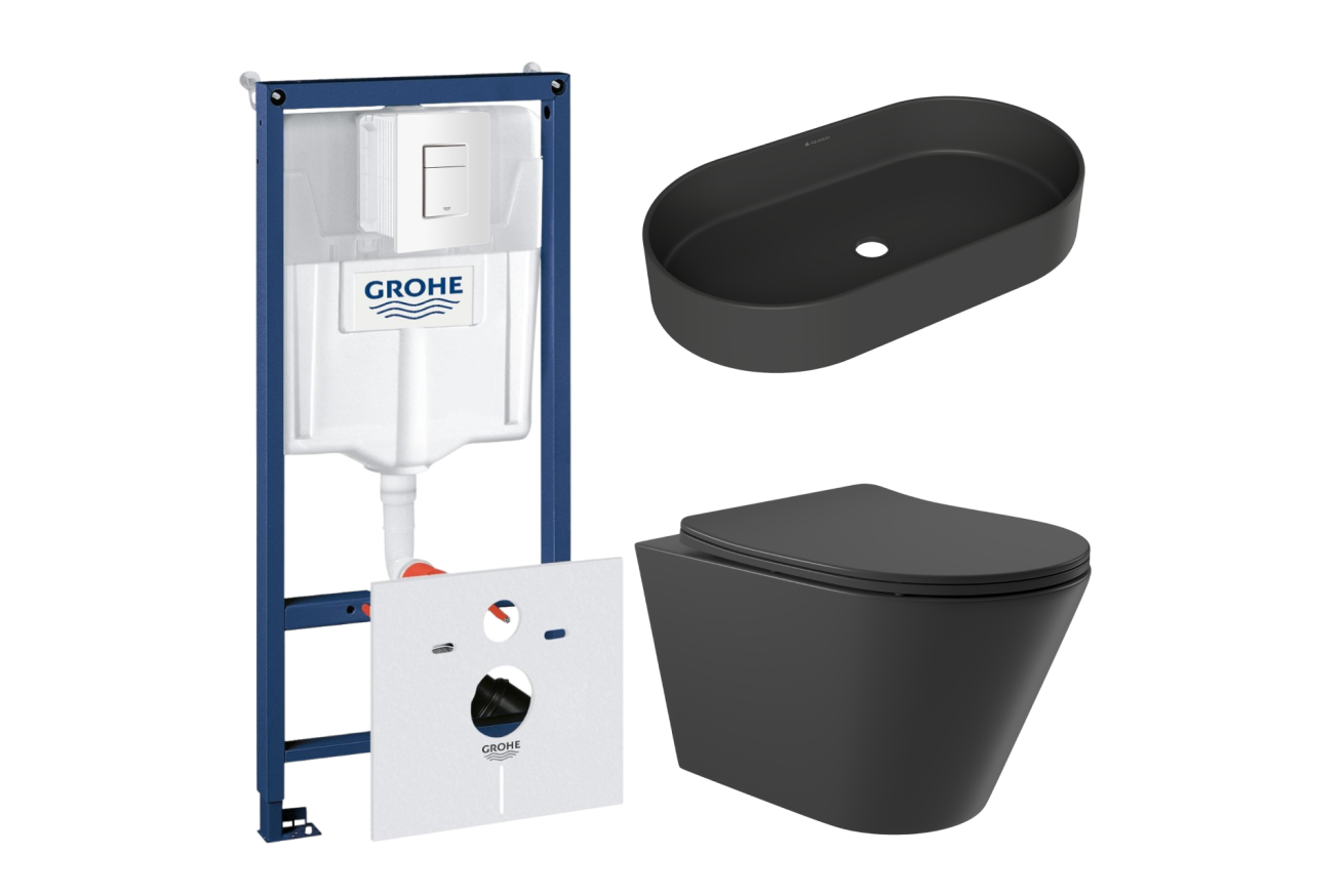 Комплект инсталляции GROHE Rapid SL 38772SH0 с унитазом Aqueduto CONE CON0140 и раковиной Aqueduto ESPIRAL ESP0240 (NW0472)