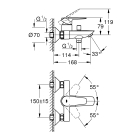 Смеситель для ванны GROHE BauEdge, хром (23604001)