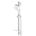 Душевой гарнитур GROHE Rainshower SmartActive 150 с мыльницей, 3 режима струи, душевая штанга 600 мм, 9,5 л/мин, белая луна (26592LS0)