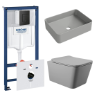 Комплект инсталляции GROHE Solido 38811KF0 с унитазом Aqueduto MACIO MAC0130 и раковиной Aqueduto ESPIRAL ESP0430 (NW0483)