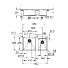 Мойка из нержавеющей стали GROHE K700 с 2 чашами, 860 x 500 мм, хром (31855SD0)