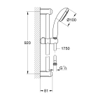 Душевой гарнитур GROHE New Tempesta 100, ручной душ, душевая штанга 900 мм и шланг, хром (27925001)