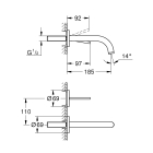 Внешняя часть смесителя для раковины GROHE Atrio Joy настенного монтажа на 2 отверстия, суперсталь (19287DC3)