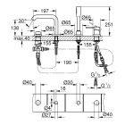 Смеситель для ванны GROHE Essence на 4 отверстия, на край ванны, темный графит глянец (19578A01)