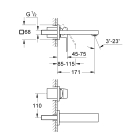 Внешняя часть смесителя для раковины GROHE Eurocube на 2 отверстия, S-Size, темный графит матовый (19895AL0)