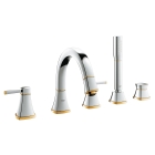 Смеситель для ванны GROHE Grandera двухвентильный, на 5 отверстий, на край ванны, хром/золото (19919IG0)