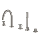 Смеситель для ванны GROHE Atrio двухвентильный, на 5 отверстий, на край ванны, суперсталь (19923DC3)