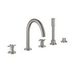 Смеситель для ванны GROHE Atrio двухвентильный, на 5 отверстий, на край ванны, суперсталь (19923DC3)
