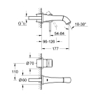 Внешняя часть смесителя для раковины GROHE Grandera на 2 отверстия (вынос 177 мм), хром/золото (19929IG0)