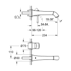 Внешняя часть смесителя для раковины GROHE Grandera на 2 отверстия (вынос 234 мм), хром (19930000)