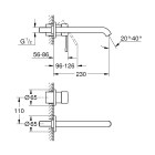 Внешняя часть смесителя для раковины GROHE Essence на 2 отверстия, L-Size, темный графит матовый (19967AL1)