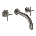 Внешняя часть смесителя для раковины GROHE Atrio настенного монтажа на 3 отверстия, двухвентильный, темный графит матовый (20164AL3)