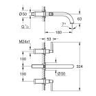 Внешняя часть смесителя для раковины GROHE Atrio настенного монтажа на 3 отверстия, двухвентильный, суперсталь (20169DC3)