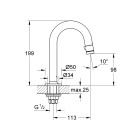 Кран для раковины GROHE Universal, без функции смешивания, с C-изливом, темный графит матовый (20201AL0)