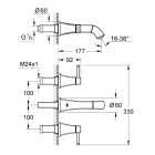 Внешняя часть смесителя для раковины GROHE Grandera на 3 отверстия (вынос 177 мм), хром/золото (20414IG0)