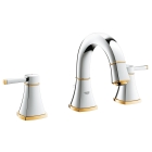 Смеситель для раковины GROHE Grandera на 3 отверстия, с донным клапаном и низким изливом, хром/золото (20417IG0)