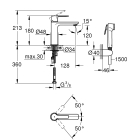 Смеситель для раковины GROHE Lineare S-size с душевым гарнитуром, хром (24190000)