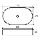 Раковина накладная Aqueduto ESPIRAL, овальная 390*600, белый глянцевый (ESP0210)