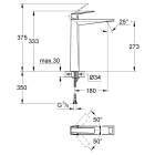 Смеситель для раковины GROHE Allure Brilliant, XL-Size, гладкий корпус, темный графит матовый (23114AL0)