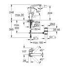 Смеситель для раковины GROHE Eurocube с донным клапаном и высоким изливом, хром (23135000)