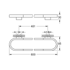 Держатель для полотенца/полочки GROHE Selection, 600 мм, хром (41056000)