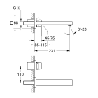 Внешняя часть смесителя для раковины GROHE Eurocube на 2 отверстия, M-Size, темный графит матовый (23447AL0)