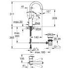 Смеситель для раковины GROHE Start Edge с донным клапаном, L-Size, хром (23776000)