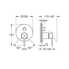 Внешняя часть смесителя для ванны GROHE Plus с переключателем на 3 положения, темный графит матовый (24093AL3)
