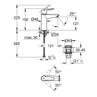 Смеситель для раковины GROHE Start QuickFix с нажимным донным клапаном, M-Size, хром (24204002/U) (УЦЕНКА - Царапины на корпусе)
