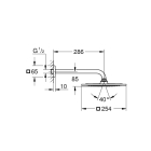 Верхний душ с кронштейном GROHE Rainshower F-series, 254x254 мм, с ограничением расхода воды, хром (26070000)