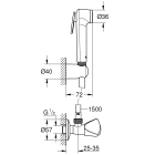 Душевой набор с угловым вентилем, 1 вид струи, GROHE Tempesta Trigger Spray, хром, (26357000)