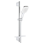 Душевой гарнитур GROHE Rainshower SmartActive 130 Cube, 3 вида струй, белая луна (26584LS0)