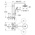 Душевая система с термостатом для настенного монтажа, GROHE Euphoria System 180, хром, (27296001)