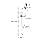 Душевой гарнитур GROHE Power&Soul Cosmopolitan 130 (ручной душ, штанга 900 мм, шланг 1750 мм), хром (27734000)
