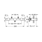 Встраиваемая часть двухвентильного смесителя для раковины GROHE на 3 отверстия (29025002)