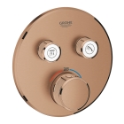 Внешняя часть термостата для ванны и душа GROHE Grohtherm SmartControl на 2 потребителя, круглая, теплый закат матовый (29119DL0)