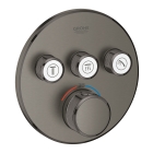 Внешняя часть термостата для ванны и душа GROHE Grohtherm SmartControl на 3 потребителя, круглая, темный графит матовый (29121AL0)