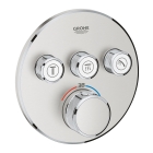 Внешняя часть термостата для ванны и душа GROHE Grohtherm SmartControl на 3 потребителя, круглая, суперсталь (29121DC0)