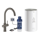 Комплект для кухни GROHE Red Duo II с бойлером M-size, смеситель с C-образным изливом, темный графит матовый (30083AL1)