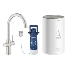 Комплект для кухни GROHE Red Duo с C-образным смесителем, бойлером M-Size и фильтром, суперсталь (30083DC1)