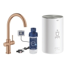 Комплект для кухни GROHE Red Duo II с бойлером M-size, смеситель с C-образным изливом, теплый закат матовый (30083DL1)